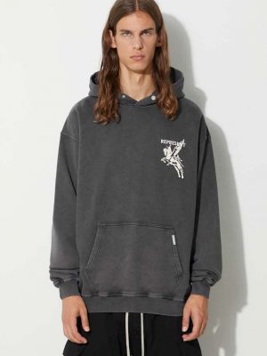 Pamučna hoodie s kapuljačom Represent siva