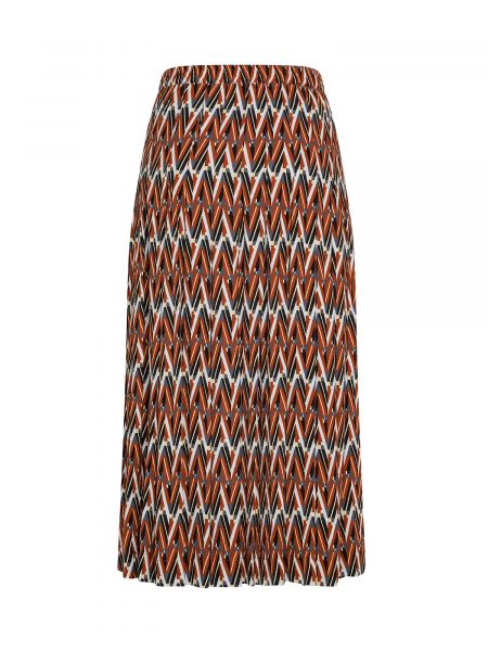 Плиссированная юбка миди с принтом из крепа Attic And Barn коричневая