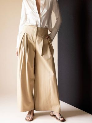 Hose ausgestellt mit plisseefalten Twp braun
