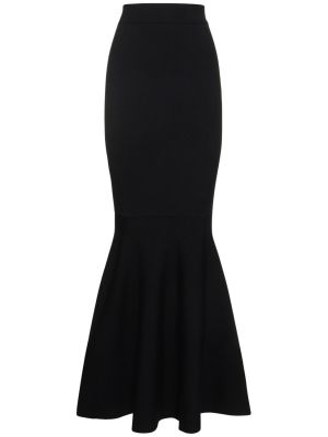 Vlněné dlouhá sukně s vysokým pasem Nina Ricci černé