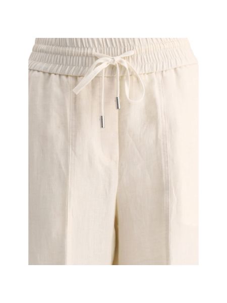 Pantalones rectos de lino bootcut Peserico blanco