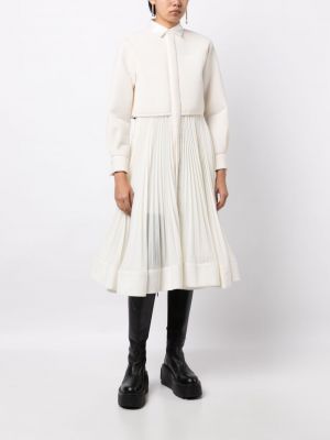 Plisované midi šaty Sacai bílé