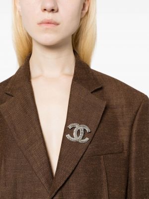 Sagė su kristalais Chanel Pre-owned sidabrinė