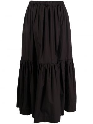 Długa spódnica bawełniana z falbankami Ganni czarna