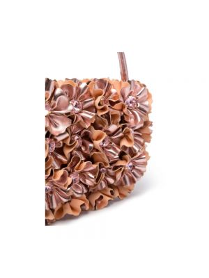 Bolsa de cuero de flores con apliques Vanina rosa