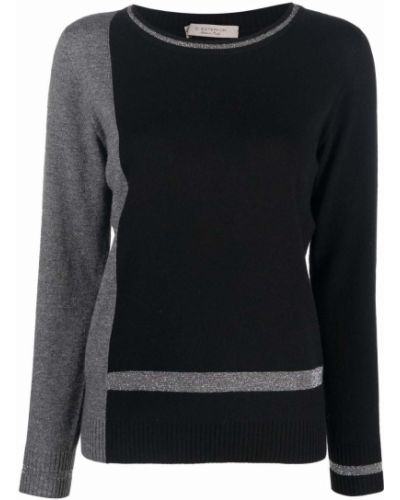 Jersey de cachemir de tela jersey con estampado de cachemira D.exterior negro