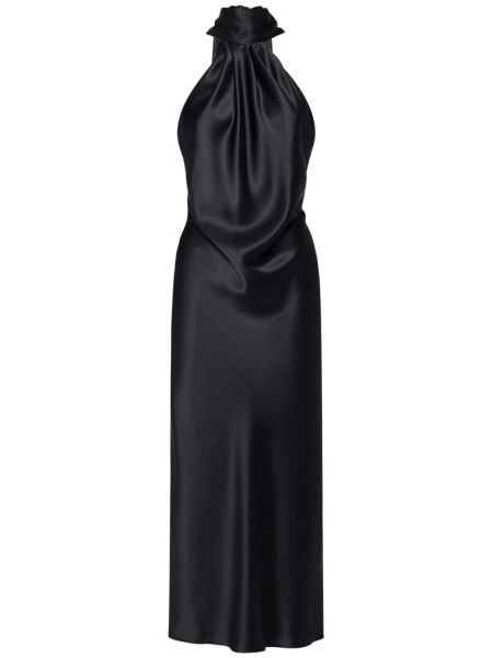 Satin halter-neck kjole Max Mara sort