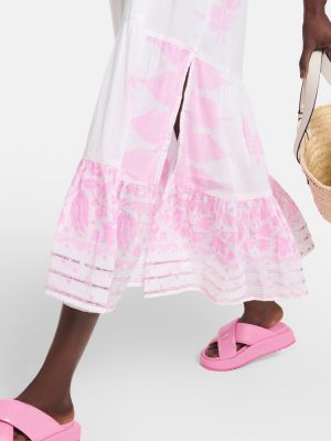 Βαμβακερή μίντι φόρεμα με σχέδιο Juliet Dunn ροζ