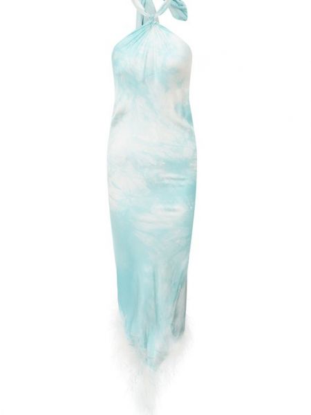 Платье с перьями из вискозы Giuseppe Di Morabito голубое