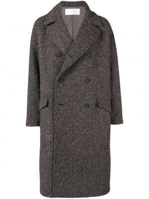 Klasické hedvábné vlněný kabát Julien David - hnědá