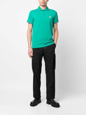 Svītrainas polo krekls Moncler zaļš