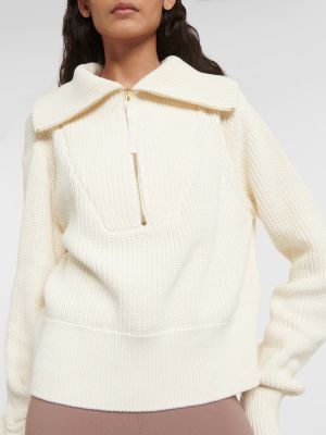 Pamučni džemper s patentnim zatvaračem Varley bijela