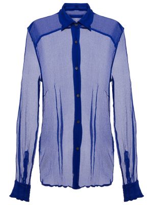 Svilena srajca Dries Van Noten modra