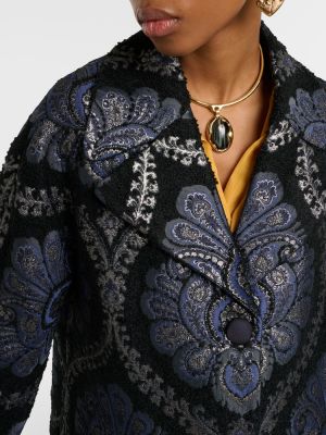Žakárový krátký kabát s paisley potiskem Etro modrý