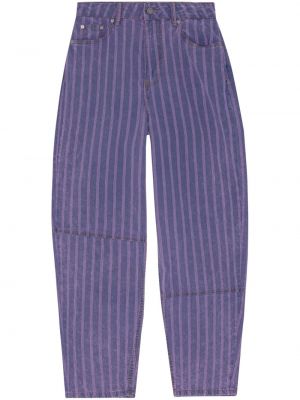 Medvilninės skinny fit džinsai Ganni violetinė