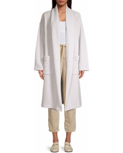 Шерстяное пальто с воротником на шпильке Eileen Fisher, белое