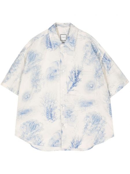 Raštuota medvilninė marškiniai Wooyoungmi mėlyna