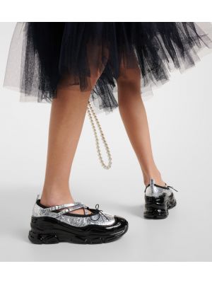 Szatén balerina cipők Simone Rocha ezüstszínű