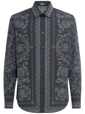 Βαμβακερό πουκάμισο Versace μαύρο