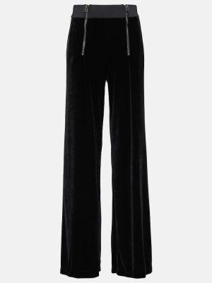 Velurové rovné nohavice na zips Tom Ford čierna