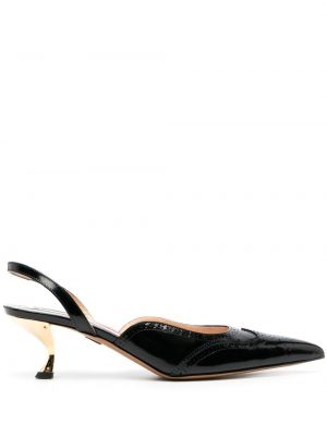 Полуотворени обувки с ток с нисък ток Thom Browne черно