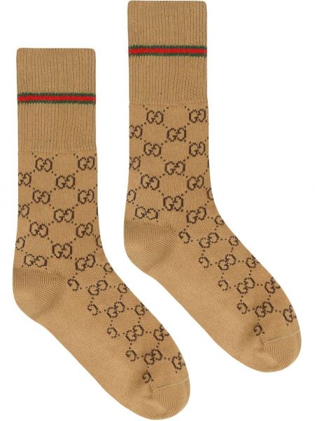 Bavlněné ponožky Gucci hnědé