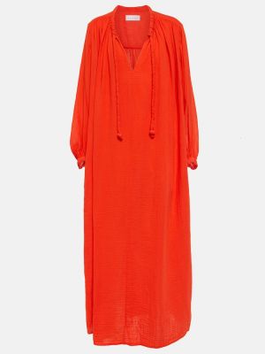 Pamučna maksi haljina od samta Velvet crvena
