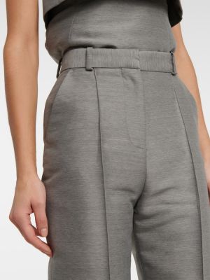 Bavlněné vlněné rovné kalhoty Totême šedé