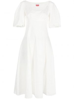 Haftowana sukienka midi Kenzo biała