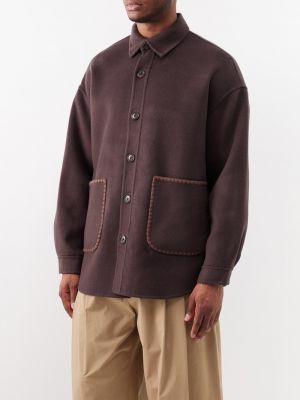 Шерстяная рубашка с вышивкой Commas коричневая