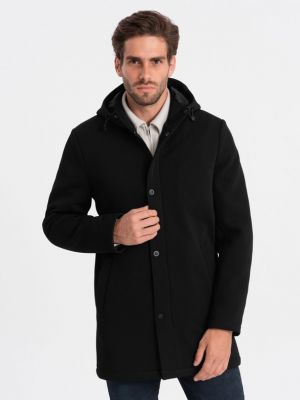 Палто с цип с качулка с изолация Ombre черно