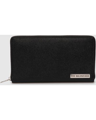 Шкіряний гаманець з логотипом Balenciaga, чорний