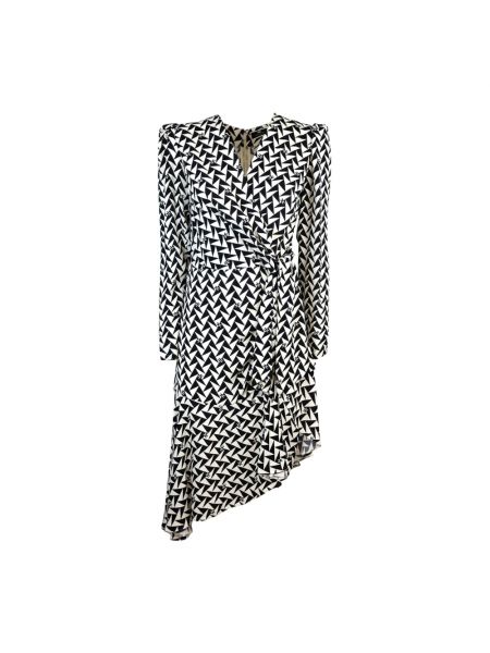 Sukienka midi w geometryczne wzory asymetryczna Elisabetta Franchi czarna