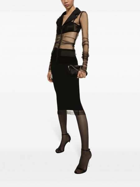 Průsvitné midi sukně Dolce & Gabbana černé
