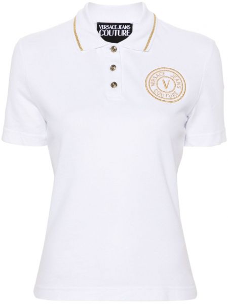 Poloshirt med broderier Versace Jeans Couture hvid