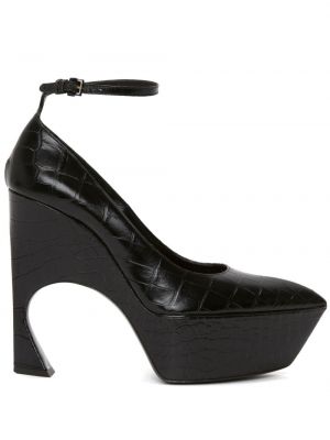 Кожени полуотворени обувки Victoria Beckham черно
