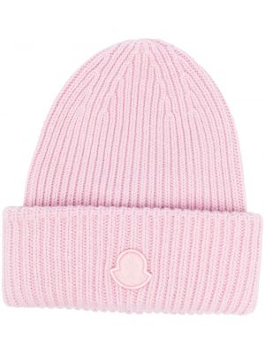 Плетена вълнена шапка Moncler розово