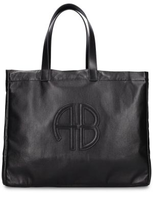 Кожени шопинг чанта Anine Bing черно