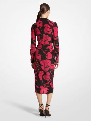 Романтическое платье в цветочек с принтом с глубоким декольте Michael Kors черное