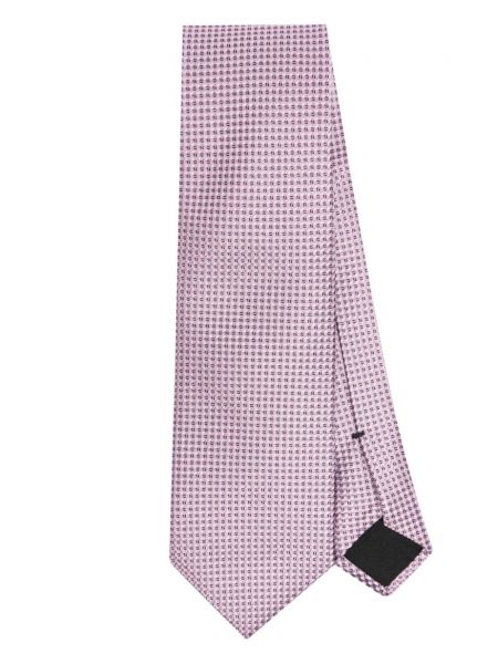 Карирана копринена вратовръзка Boss розово