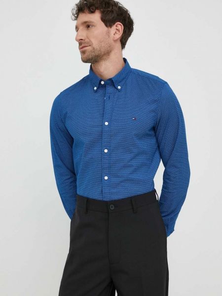 Koszula na guziki slim fit bawełniana Tommy Hilfiger niebieska