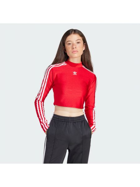 Koszulka w paski z długim rękawem Adidas Originals czerwona