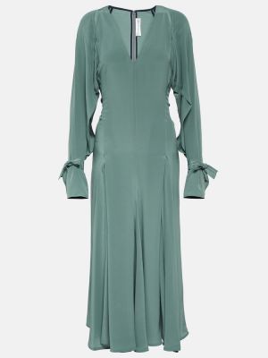 Svilena midi haljina Victoria Beckham siva