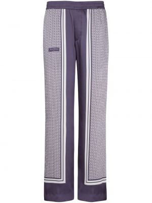 Rovné kalhoty s potiskem Balmain fialové