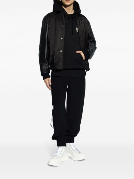 Geblümt hoodie mit stickerei aus baumwoll Alexander Mcqueen schwarz