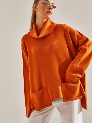 Oversize džemperis ar augstu apkakli ar kabatām Bianco Lucci