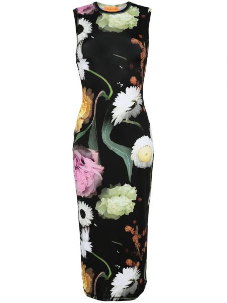 Robe de soirée à fleurs à imprimé Stine Goya noir