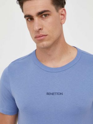Тениска с дълъг ръкав с принт United Colors Of Benetton синьо