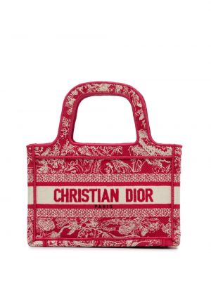 Shopper kabelka s výšivkou Christian Dior Pre-owned červená