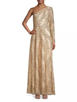 Платье с бисером Aidan Mattox золотое